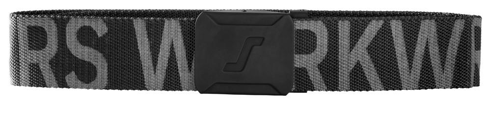 Snickers Logo black/grey rubber coated metal buckle webbing belt #9004
