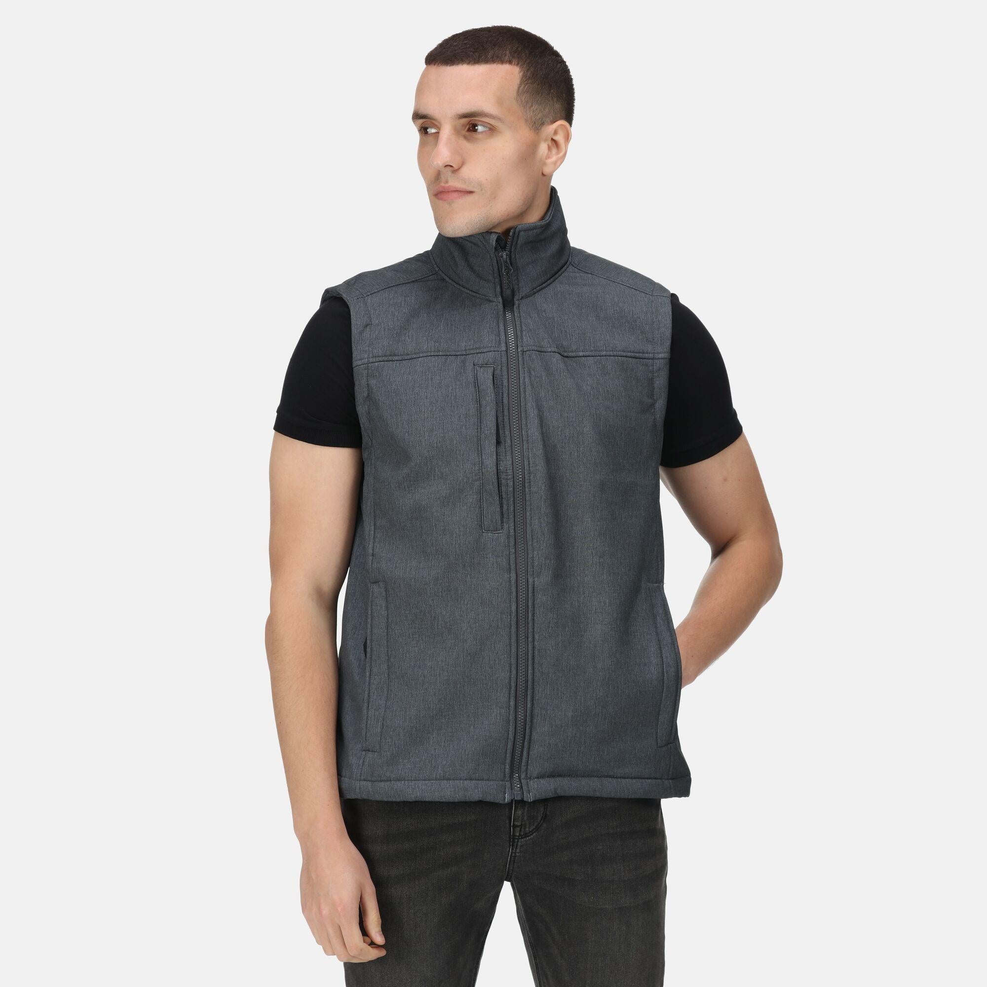 Regatta Flux grey marl men's water-repellent quick-dry softshell bodywarmer #TRA788