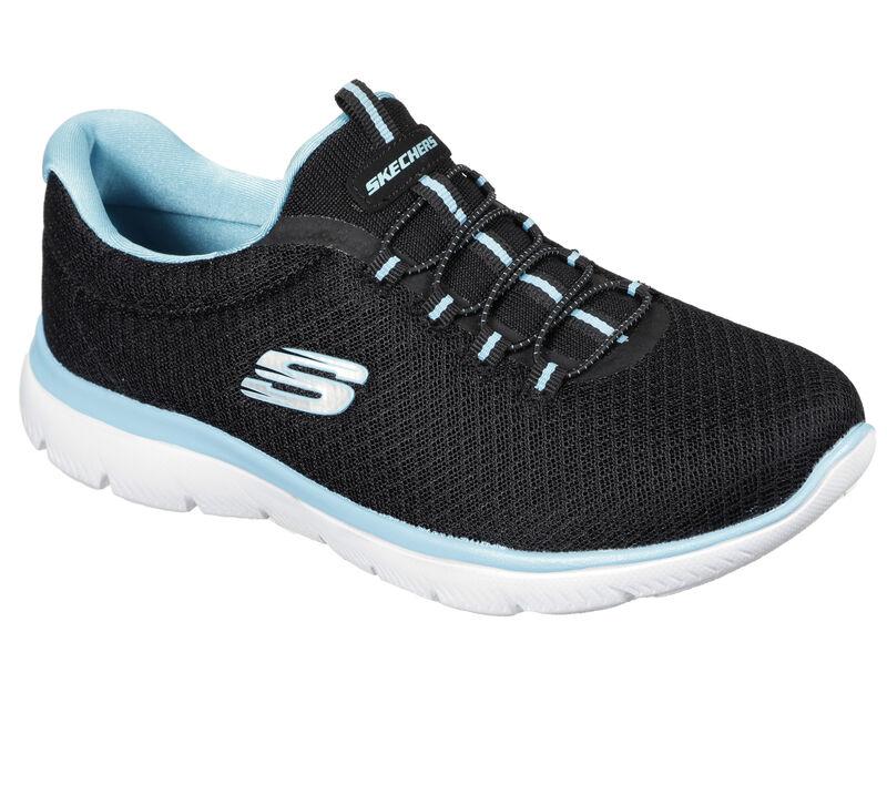 Skechers Summits women's black/turquoise memory-foam slip-on trainer #SK12980