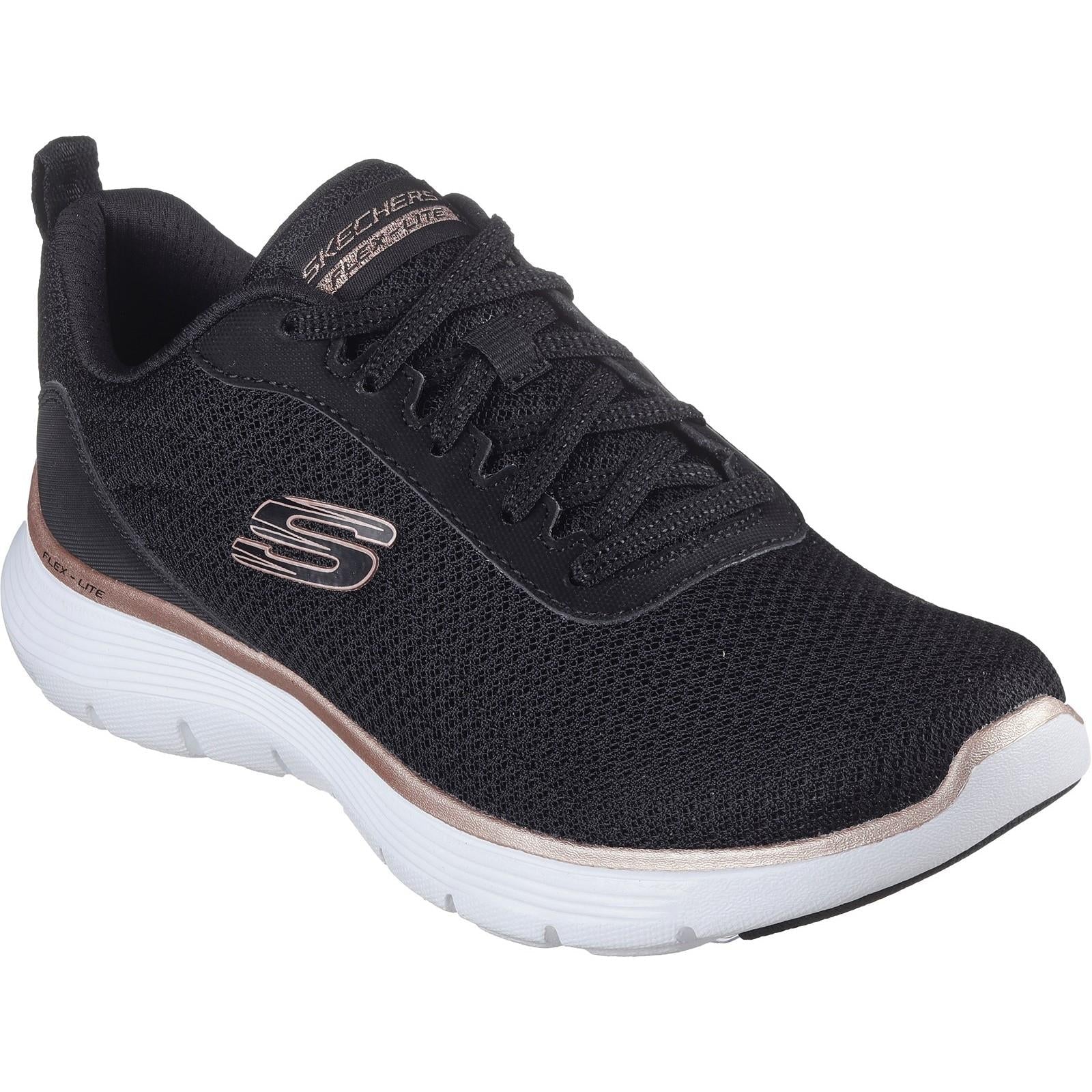 Skechers Flex Appeal 5.0 Uptake women's black/rose memory-foam trainer #SK150206