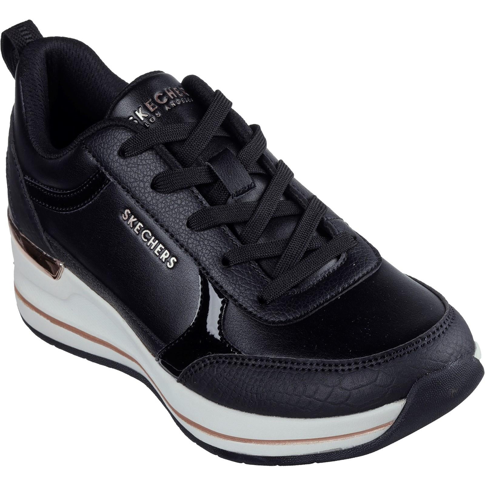 Skechers Billion 2 Fine Shine women's black memory-foam lace-up trainer #SK177345