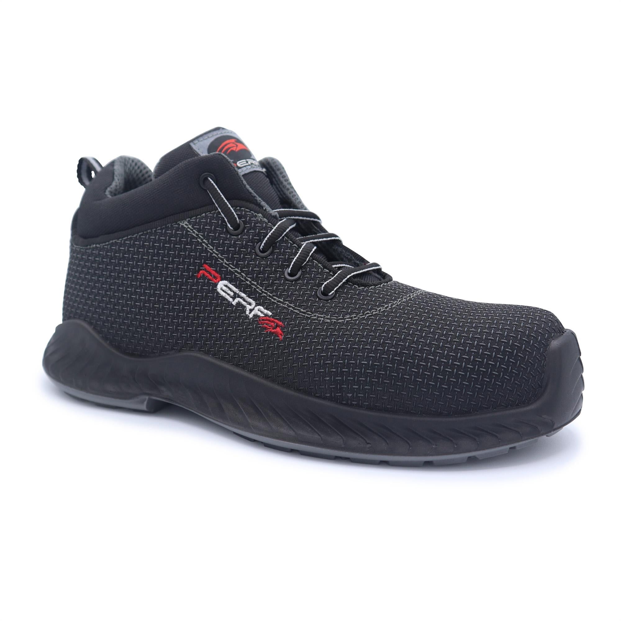 Perf Racer Booster High black textile aluminium toe/midsole safety work boot #PB380