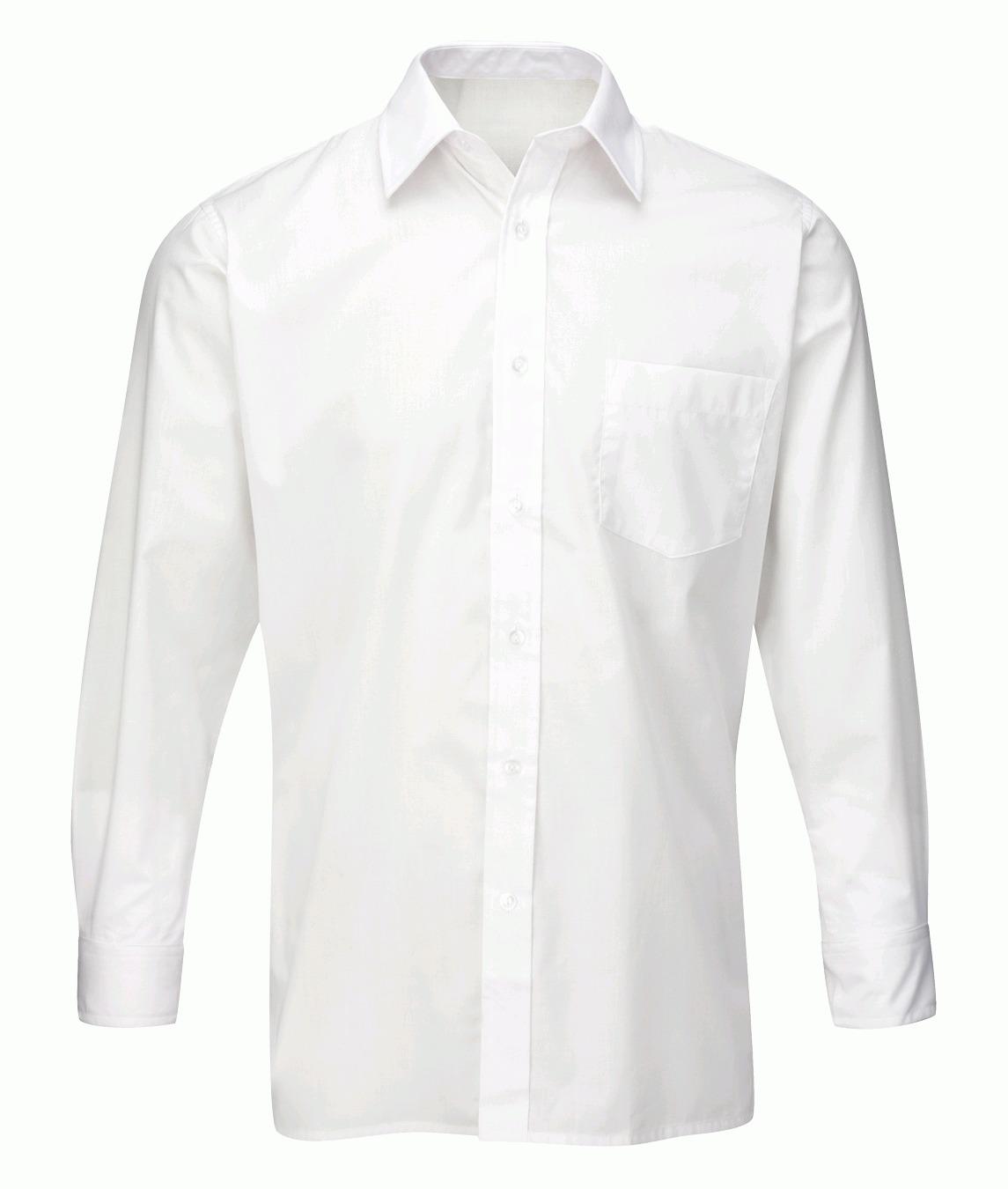 White mens security polycotton long sleeve deluxe uniform shirt