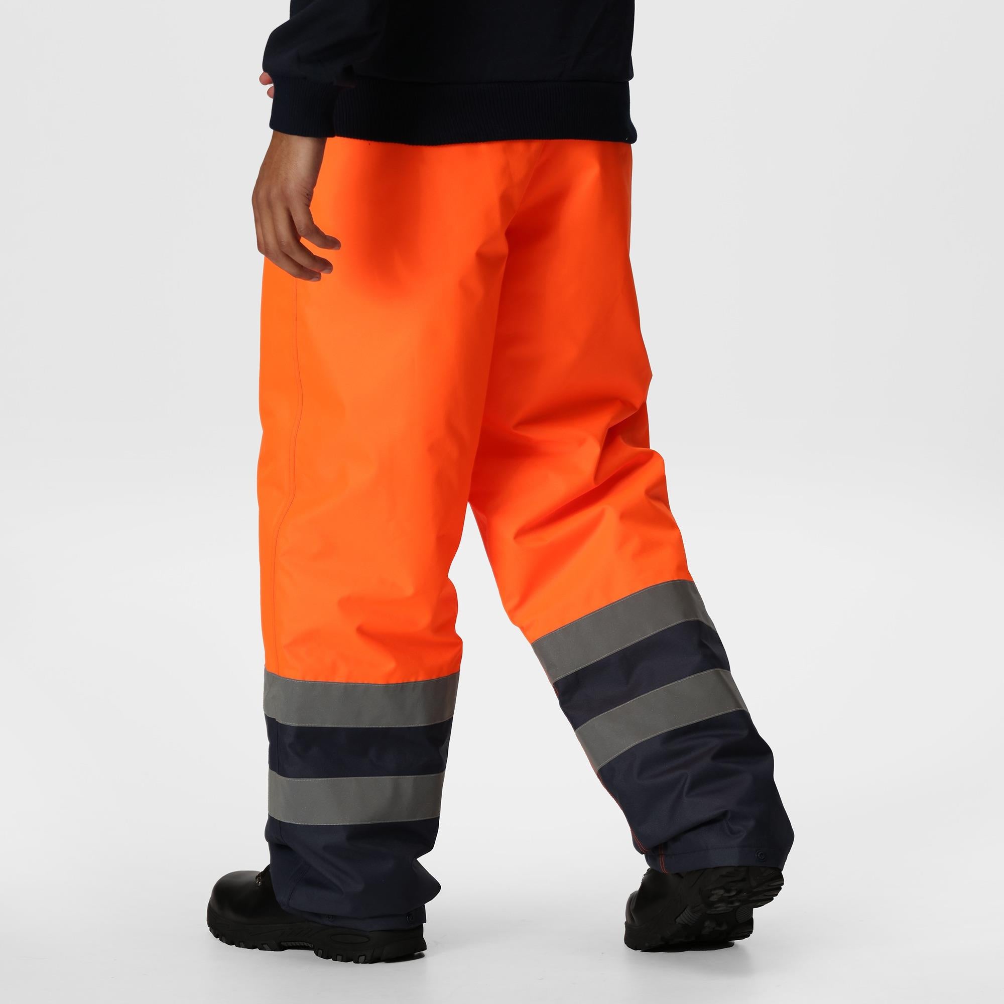 Regatta Hi-Vis Pro orange two tone waterproof insulated work overtrousers TRJ523