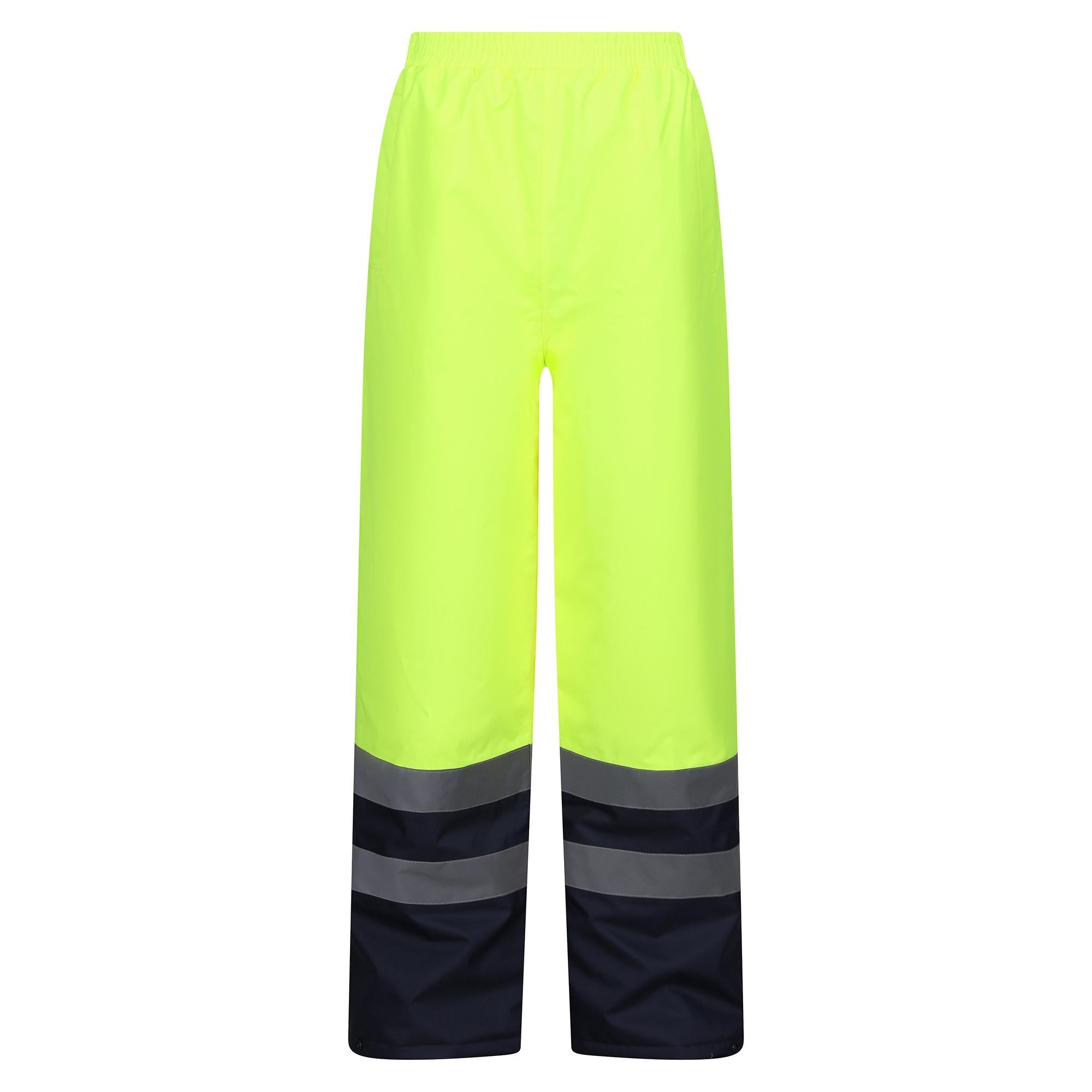 Regatta Hi-Vis Pro yellow two tone waterproof insulated work overtrousers TRJ523