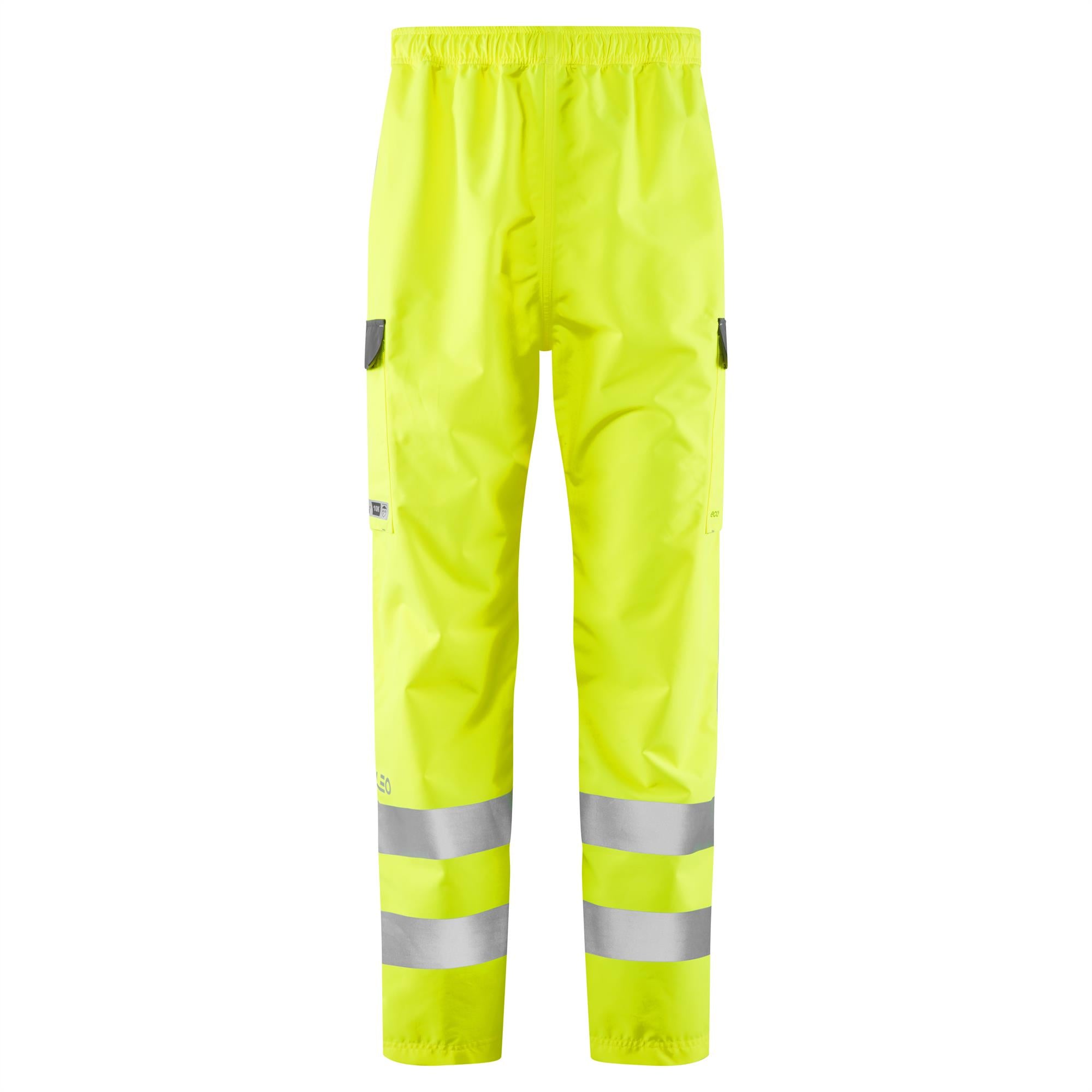 Leo Westleigh EcoViz womens yellow high visibility breathable overtrousers #L07
