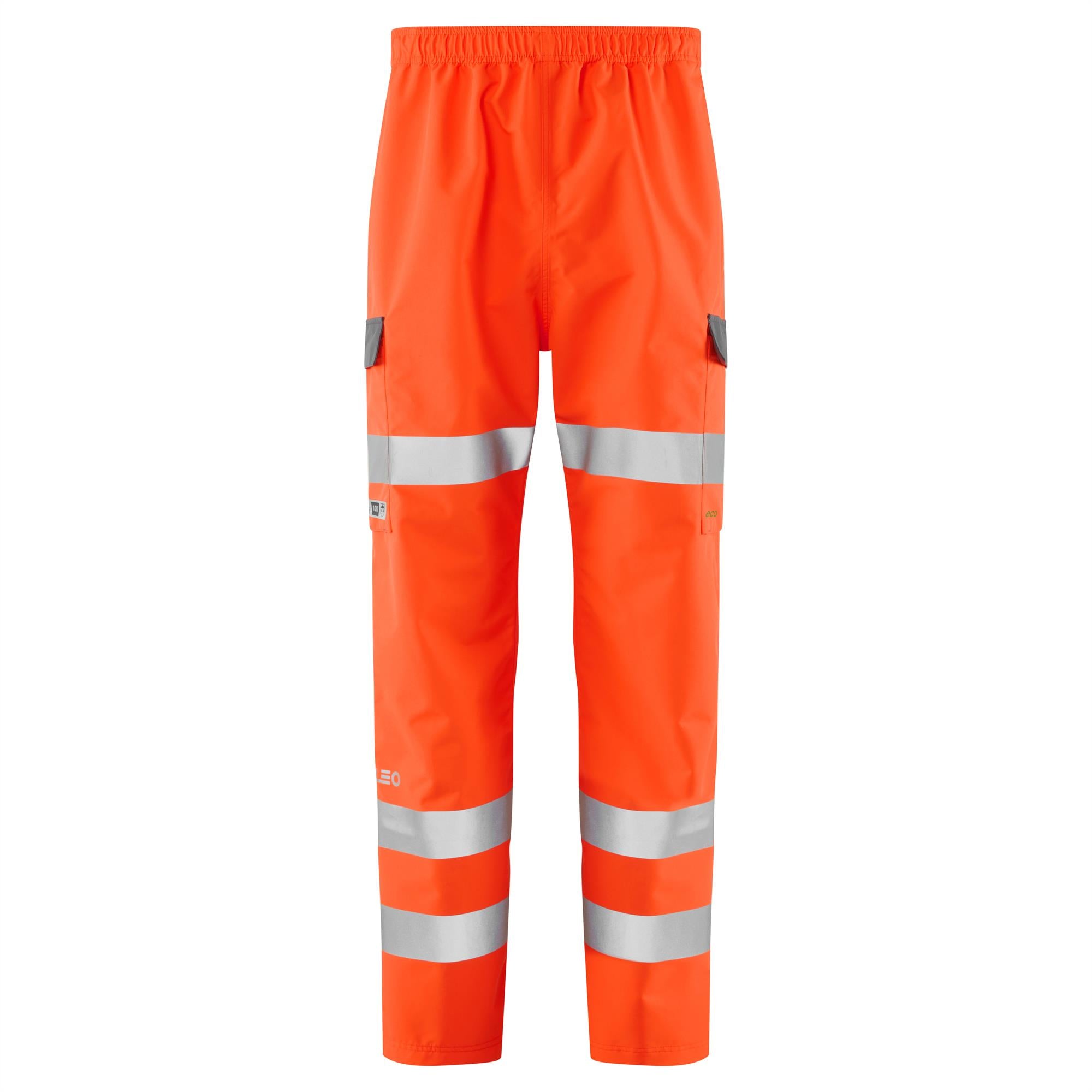 Leo Westleigh EcoViz womens orange high visibility breathable overtrousers #L07