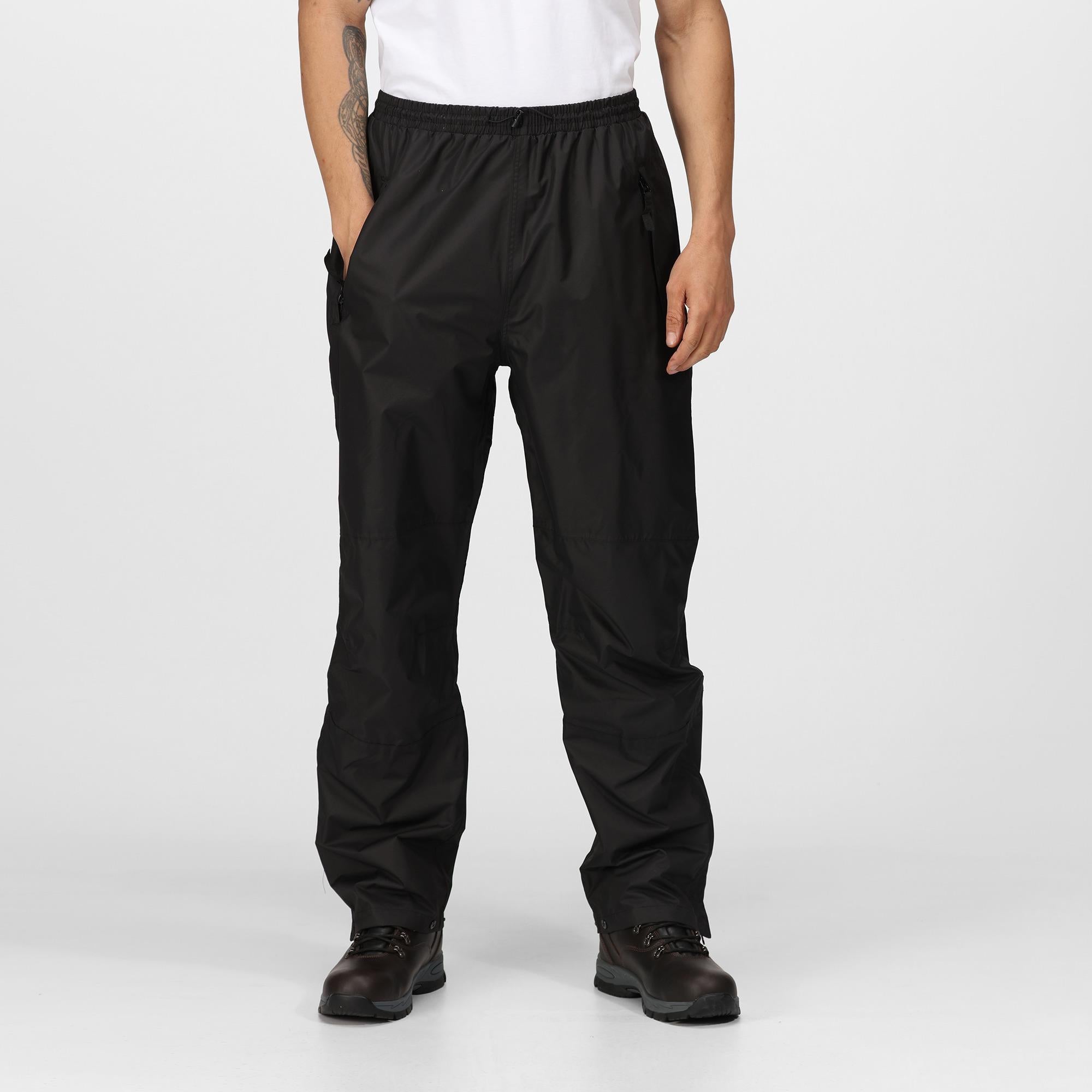 Regatta Linton black men's waterproof breathable lined over-trouser #TRW458