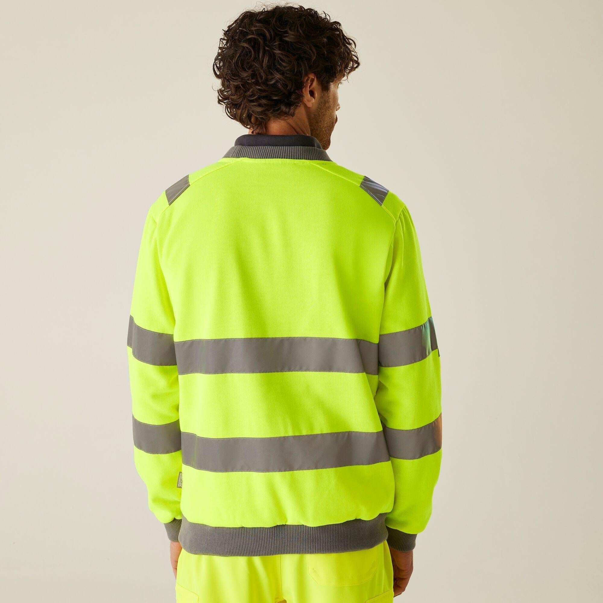 Regatta Pro high visibility yellow crew neck work sweatshirt