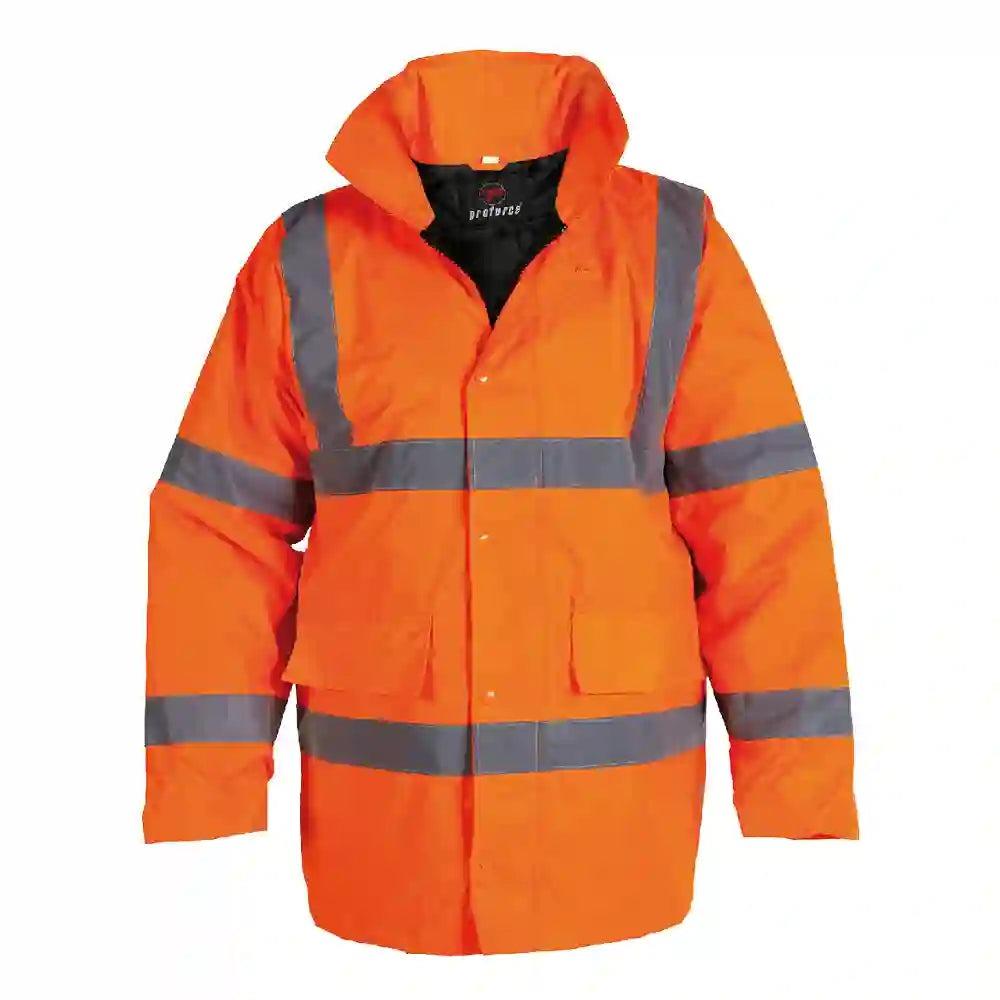 Unbreakable Proforce HV10 orange hi-viz waterproof lined site jacket