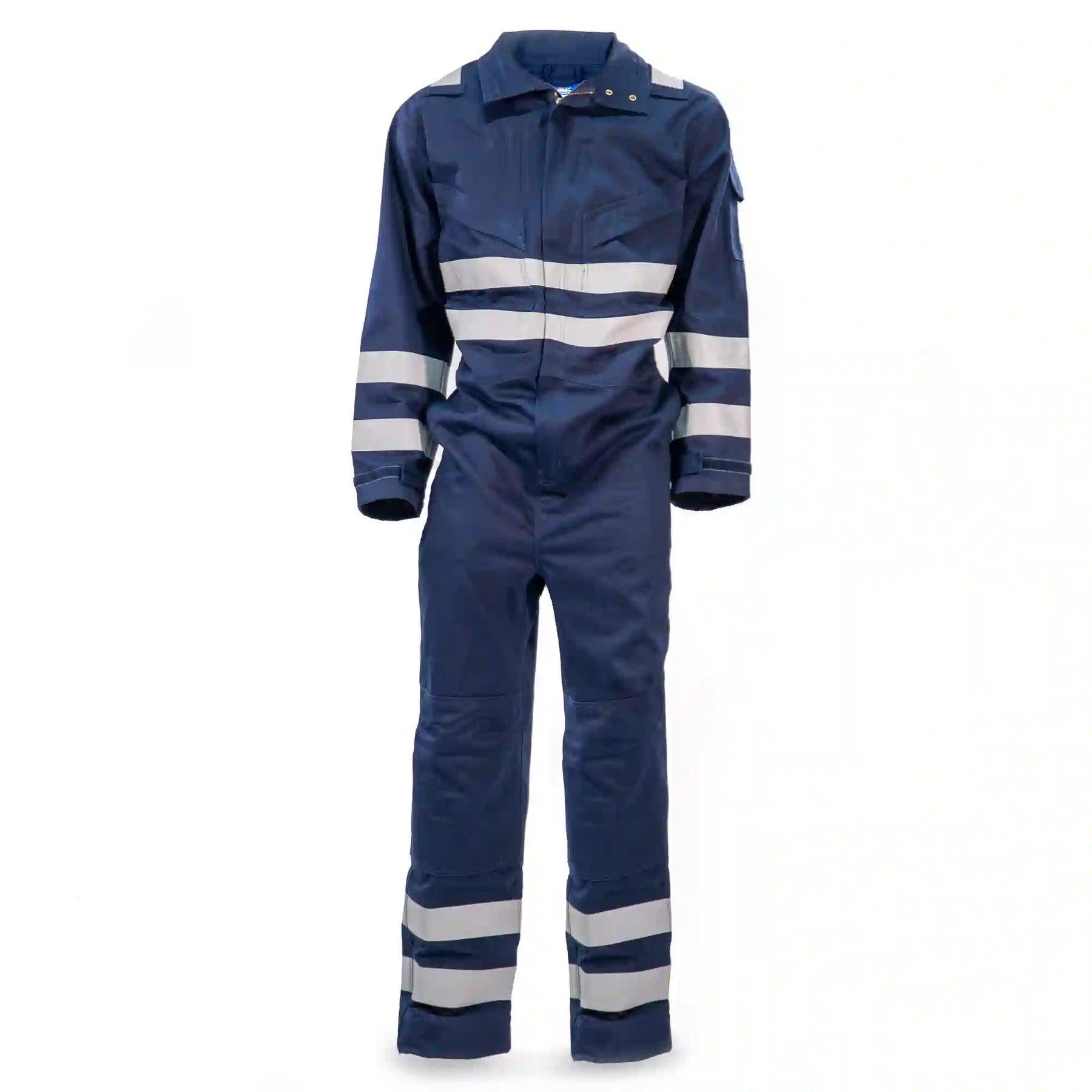 Himalayan navy blue high visibility flame resistant work coveralls HR50
