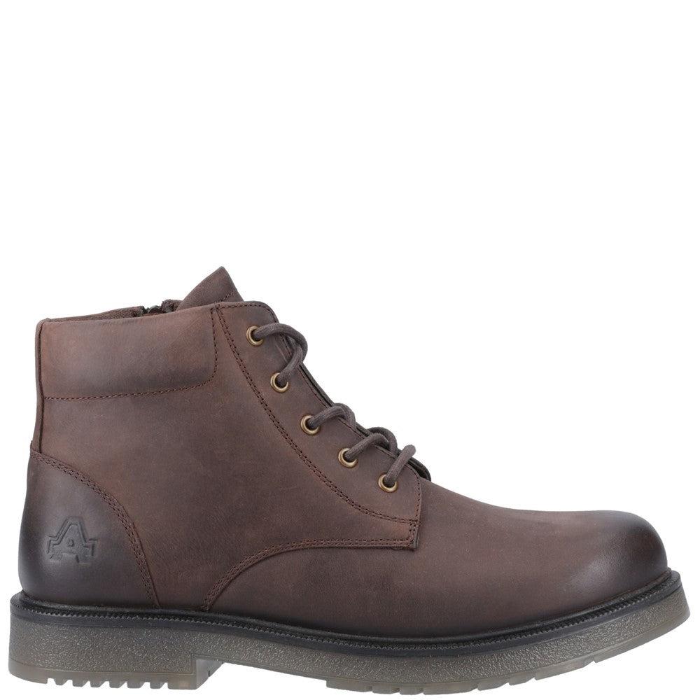 Amblers Bath brown leather side zip lace up boots