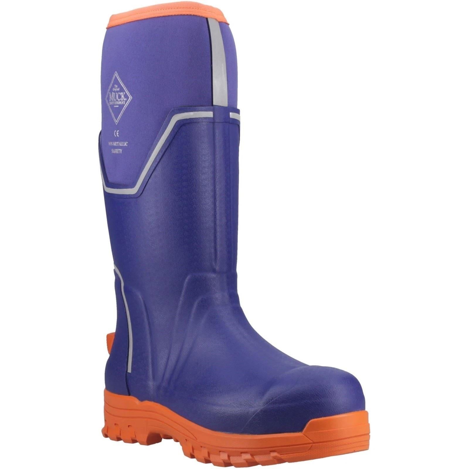 Muck Boots Grit S5 mens blue/orange rubber ESD composite toe/midsole safety work wellington