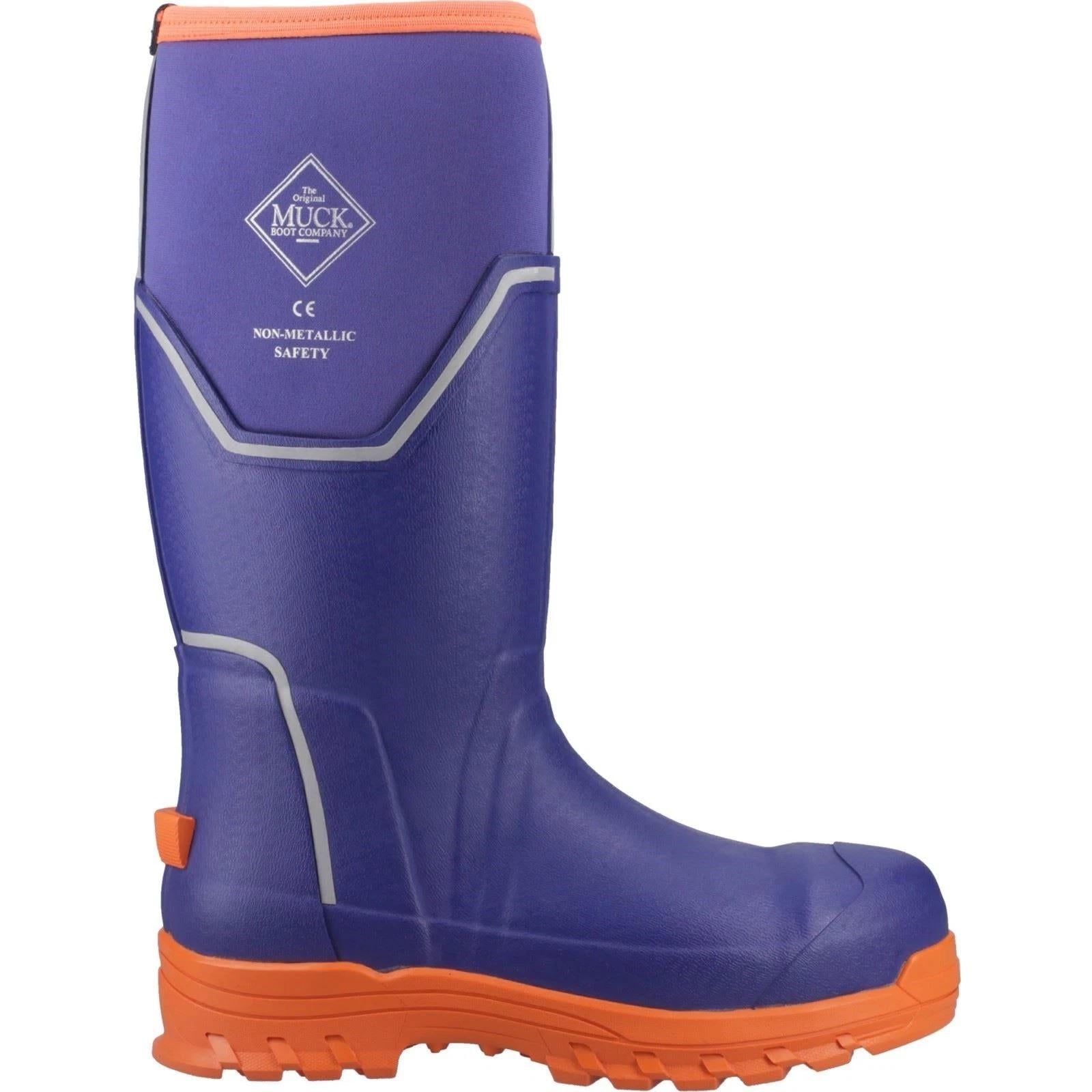Muck Boots Grit S5 mens blue/orange rubber ESD composite toe/midsole safety work wellington