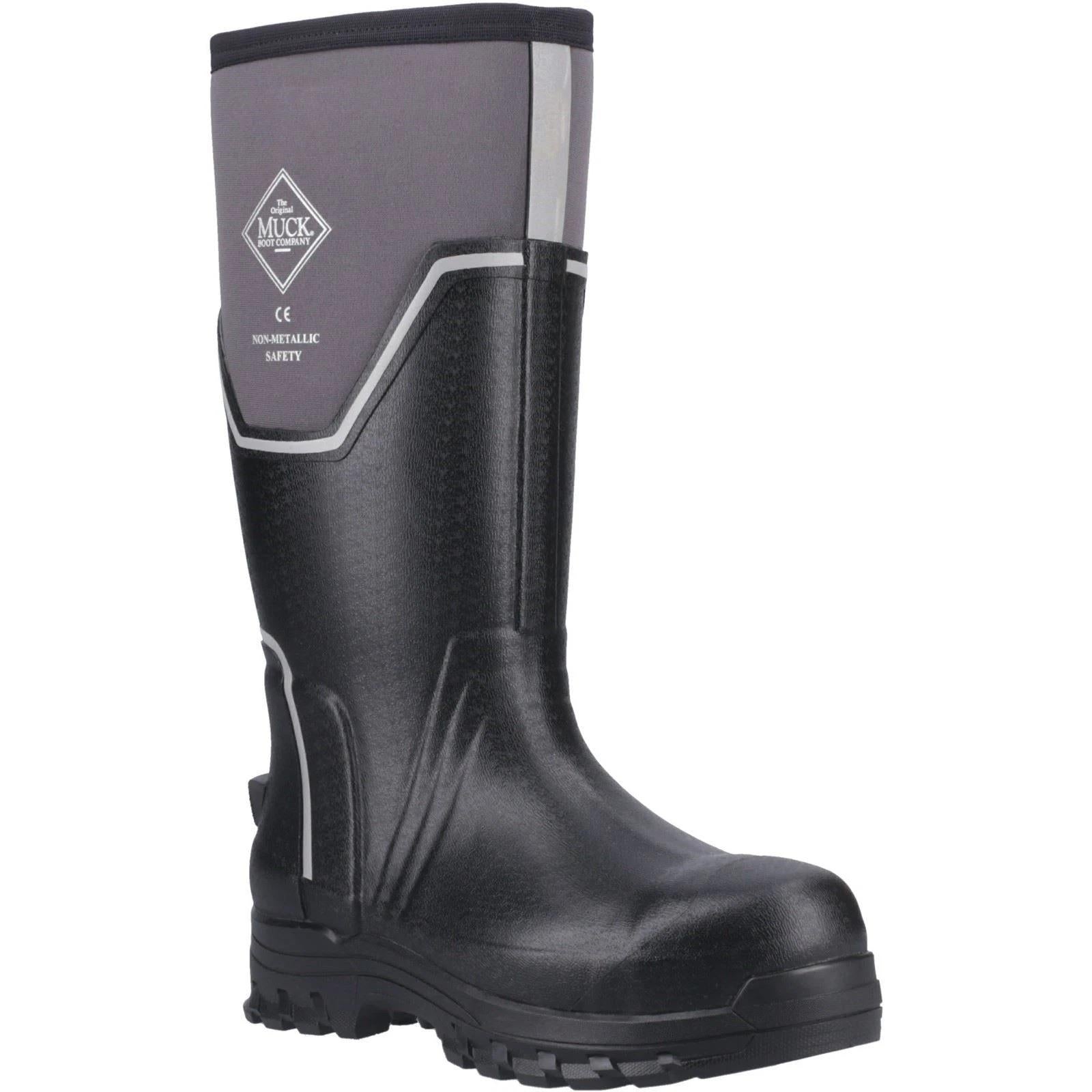 Muck Boots Grit S5 mens black/grey rubber ESD composite toe/midsole safety work wellington