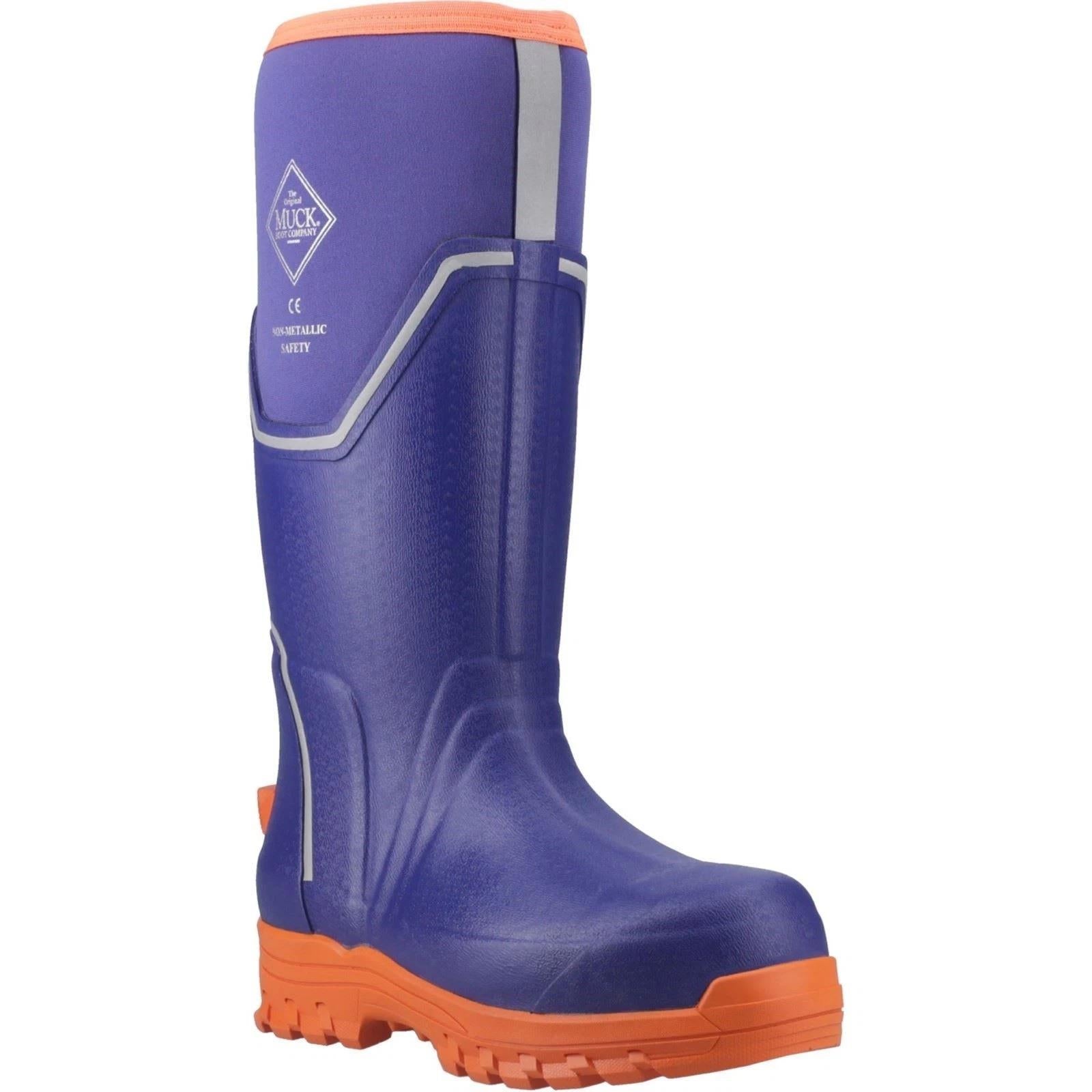 Muck Boots Grit S5 womens blue/orange rubber ESD composite toe/midsole safety work wellington