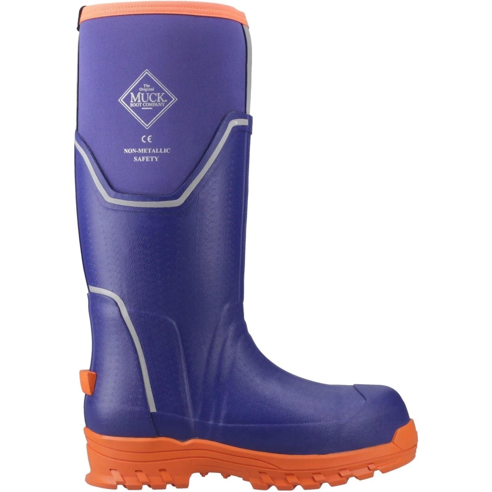 Muck Boots Grit S5 womens blue/orange rubber ESD composite toe/midsole safety work wellington