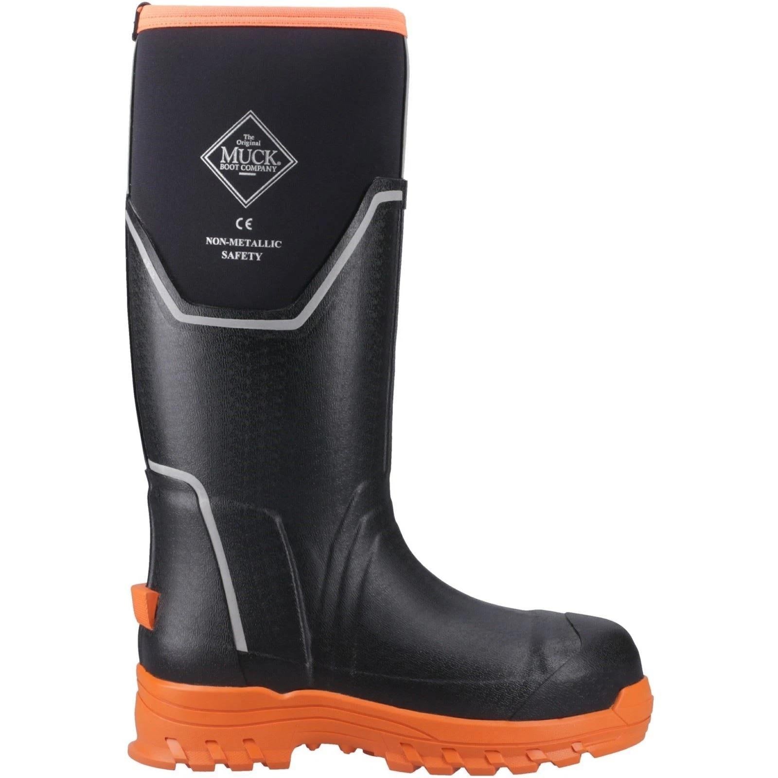 Muck Boots Grit S5 womens black/orange rubber ESD composite toe/midsole safety work wellington