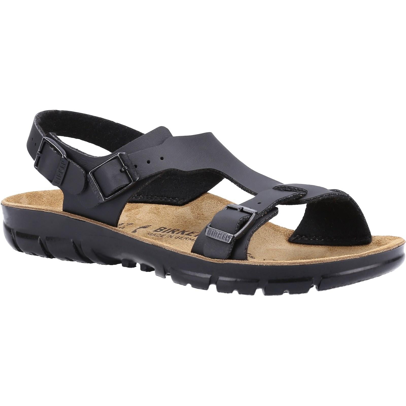 Birkenstock Saragossa Birko-Flor womens black work mule sandals 500863