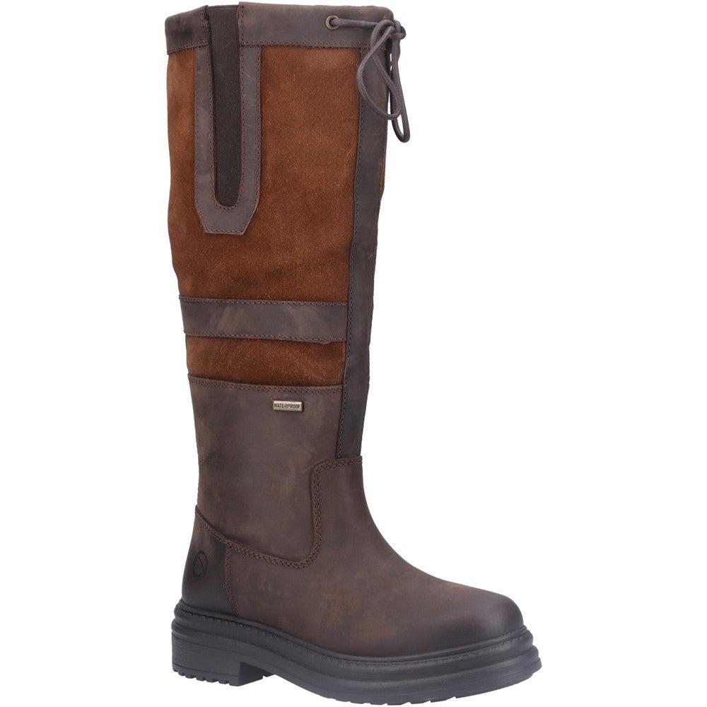Cotswold Broadway womens brown leather waterproof high leg calf boots