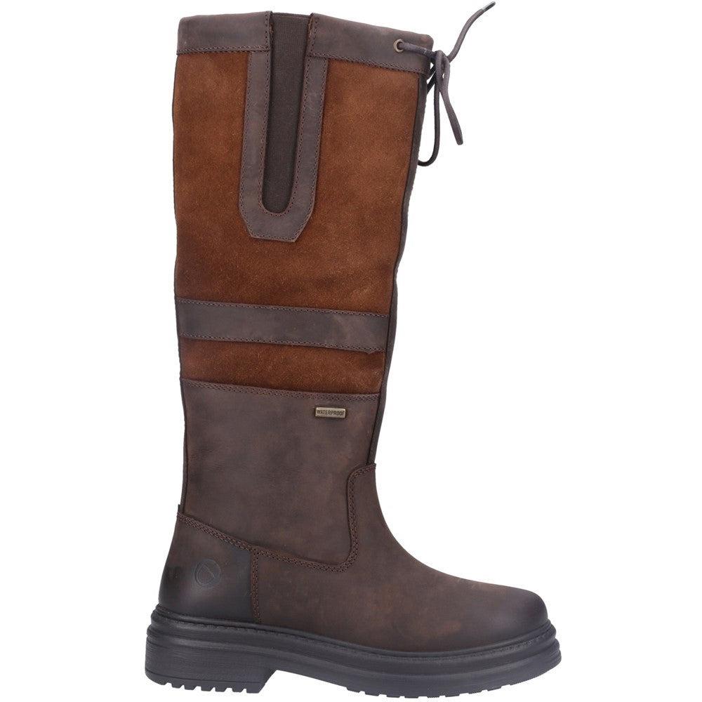 Cotswold Broadway womens brown leather waterproof high leg calf boots