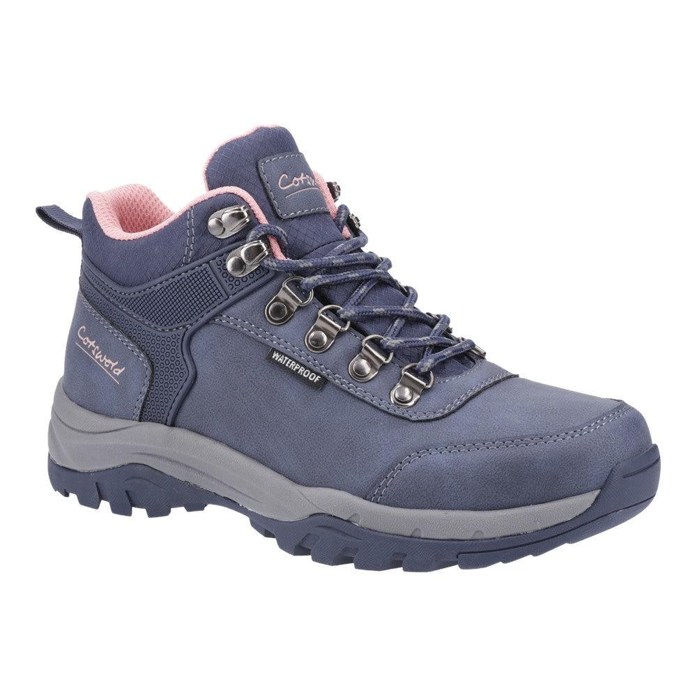 Cotswold Overbury womens navy blue waterproof lace up walking hiking boots