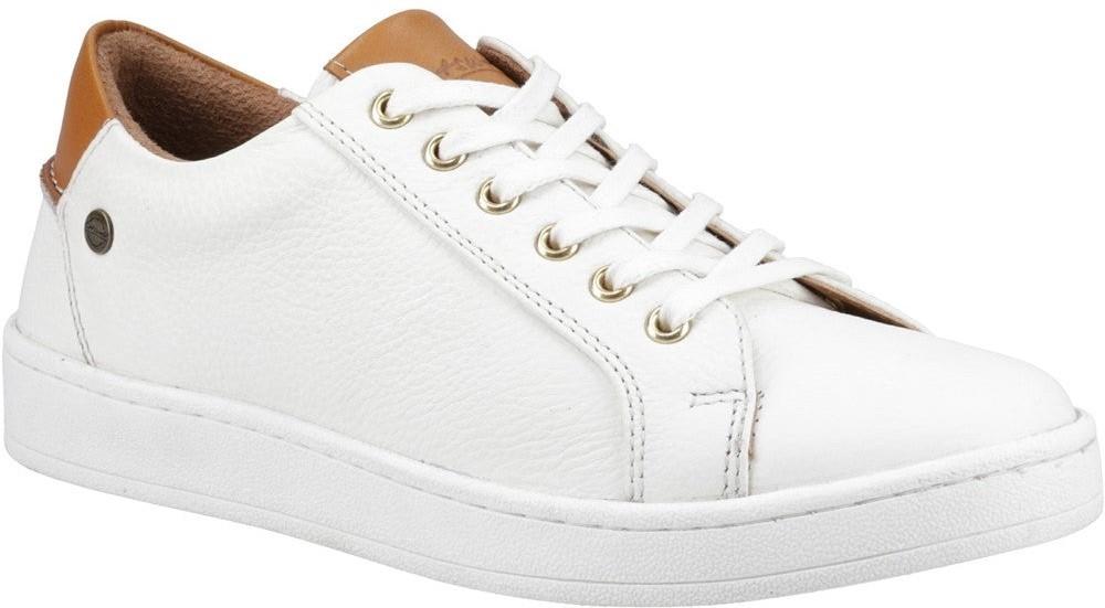 Cotswold Radcot womens white leather lace up trainers shoes