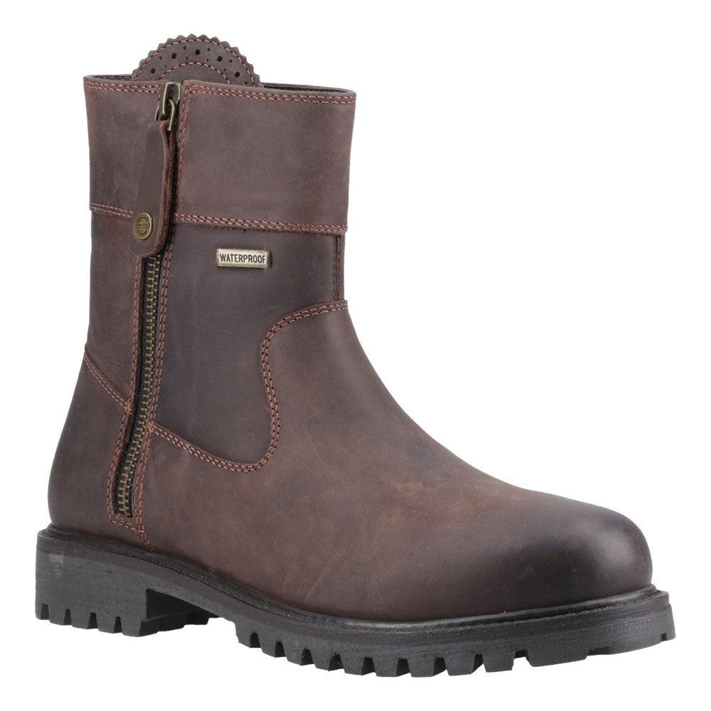 Cotswold Chedworth womens brown waterproof fur lined side zip ankle boots