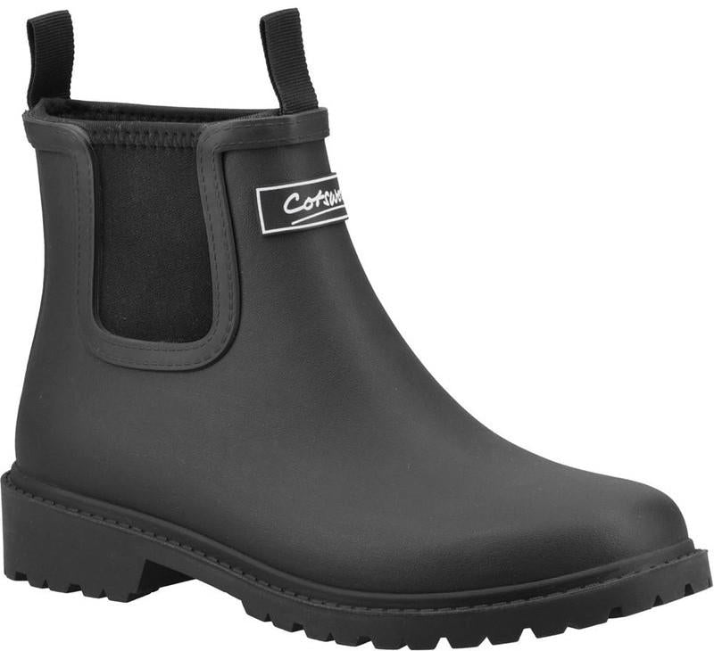 Cotswold Barton womens black neoprene waterproof short wellington boots