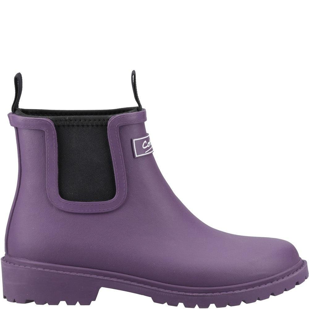 Cotswold Barton womens purple neoprene waterproof short wellington boots