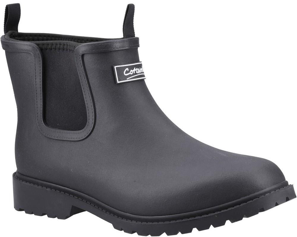Cotswold Barton black neoprene waterproof short wellington boots