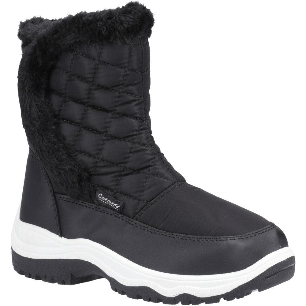 Cotswold Butterrow womens black fur lined warm winter snow boots