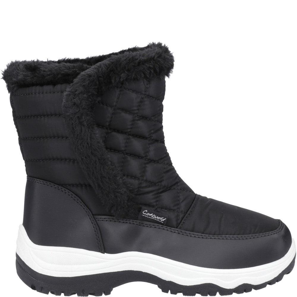 Cotswold Butterrow womens black fur lined warm winter snow boots