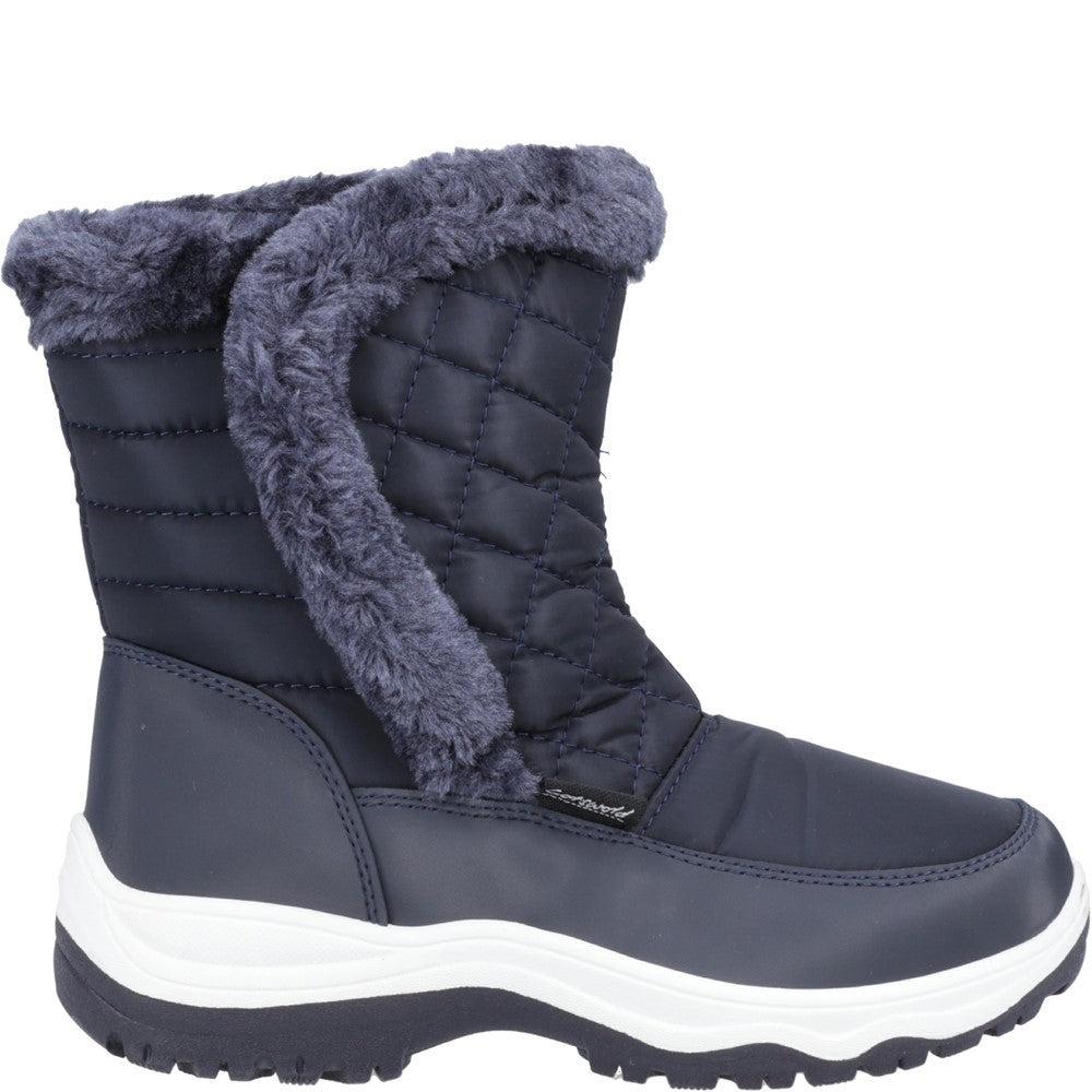 Cotswold Butterrow womens navy blue fur lined warm winter snow boots