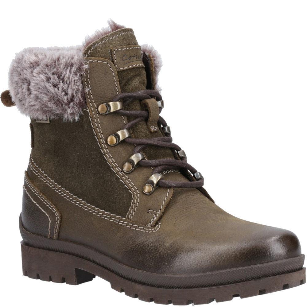 Cotswold Evenlode womens khaki lined warm winter ankle boots