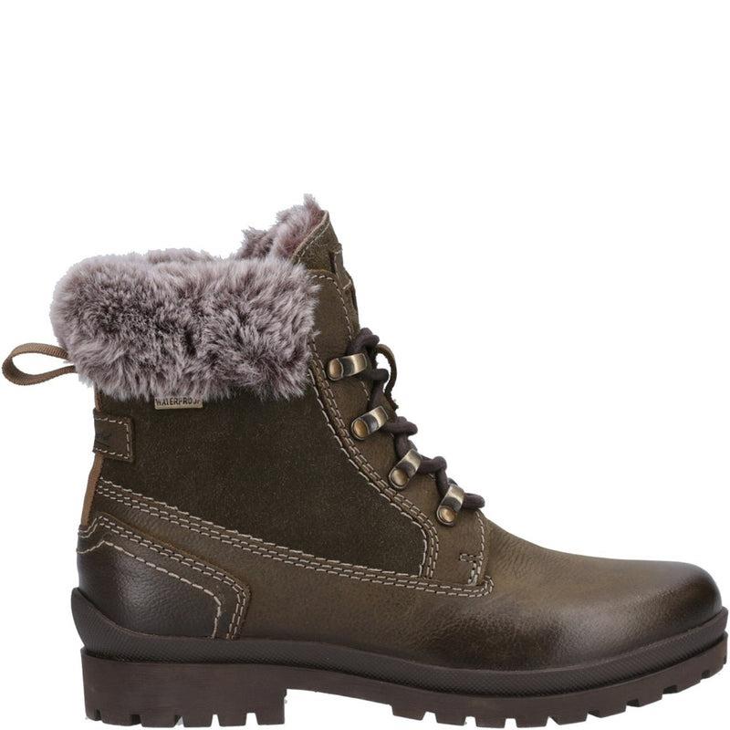 Cotswold Evenlode womens khaki lined warm winter ankle boots