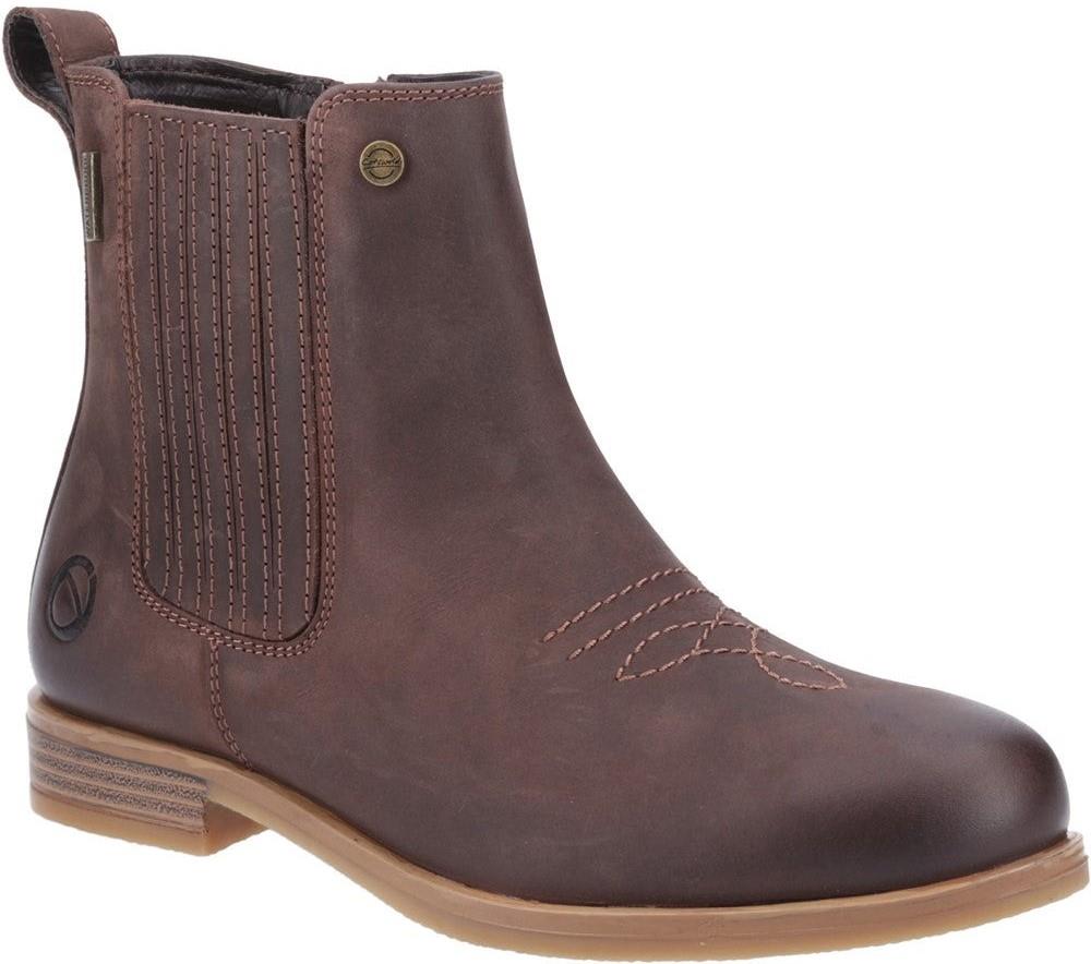 Cotswold Didbrook womens brown memory foam ankle Chelsea dealer boots