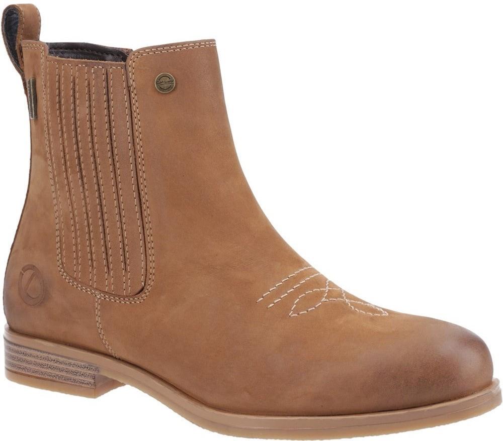 Cotswold Didbrook womens tan memory foam ankle Chelsea dealer boots