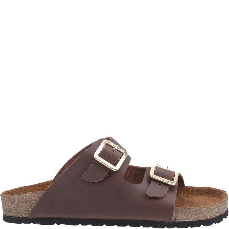 Cotswold Lushill womens brown leather double strap buckle sandles