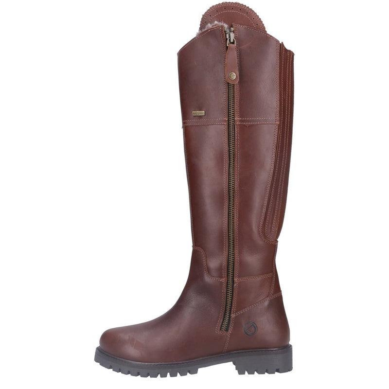Cotswold Oldachre womens brown leather fur lined side zip tall boots