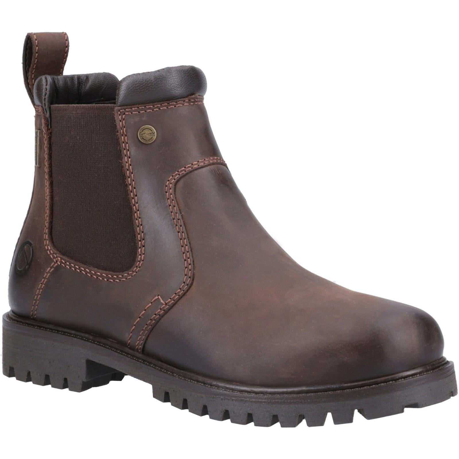 Cotswold Oldachre womens brown leather fur lined side zip tall boots