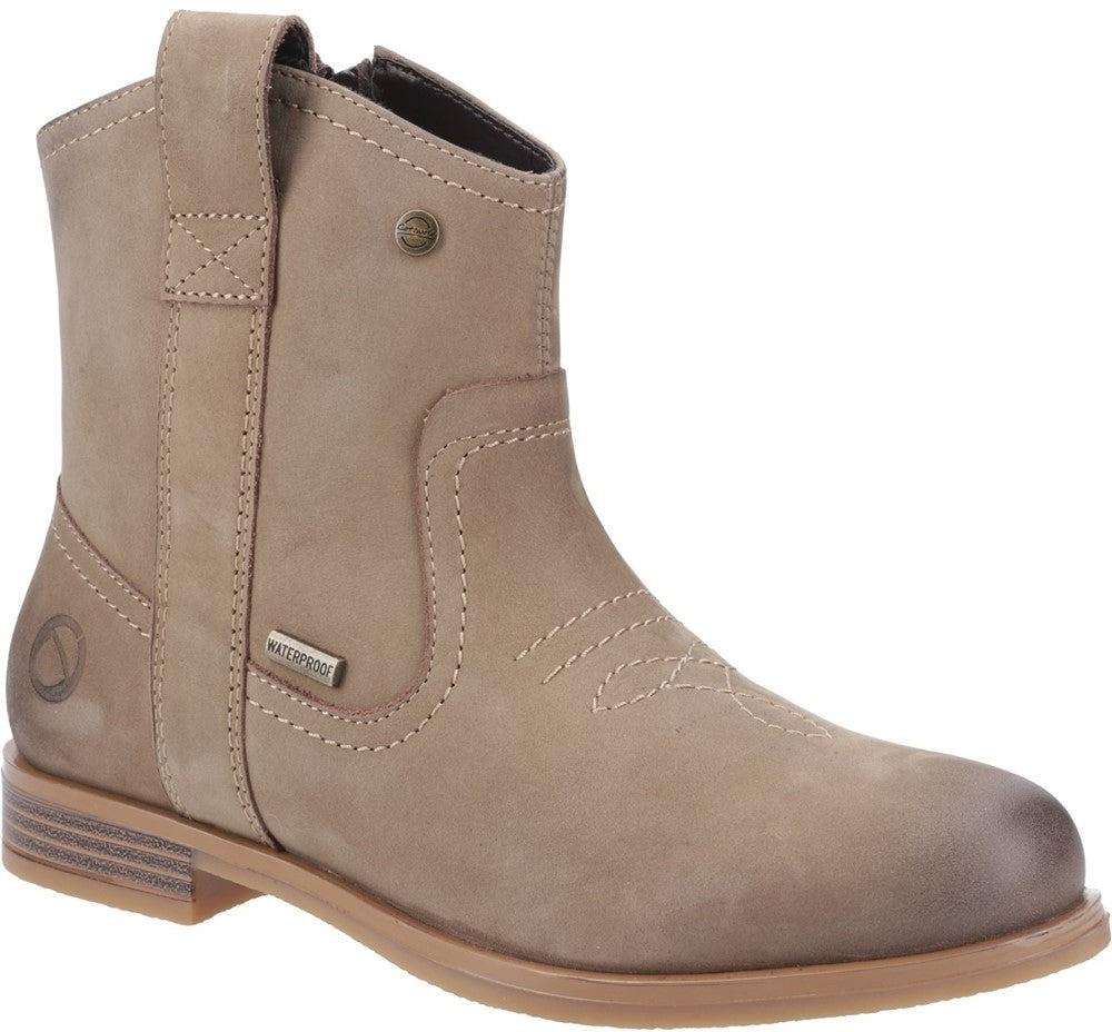 Cotswold Signet womens taupe memory foam side zip country cowboy ankle boots