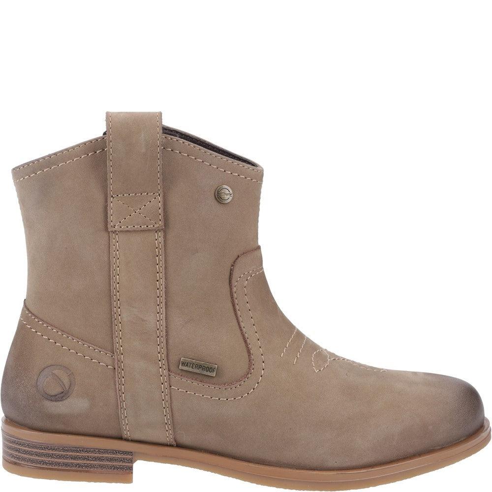 Cotswold Signet womens taupe memory foam side zip country cowboy ankle boots