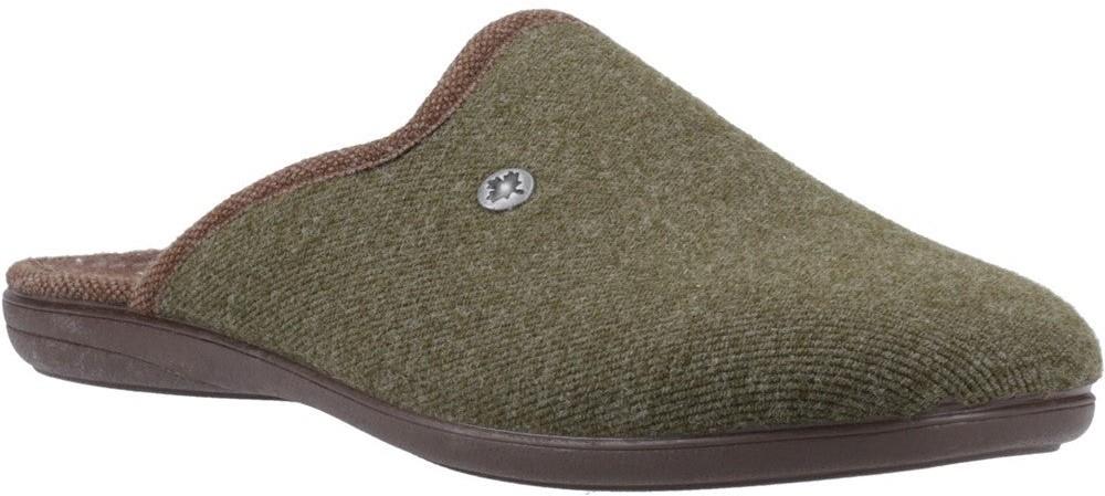Cotswold Spelsbury khaki warm lined slip on mule slippers