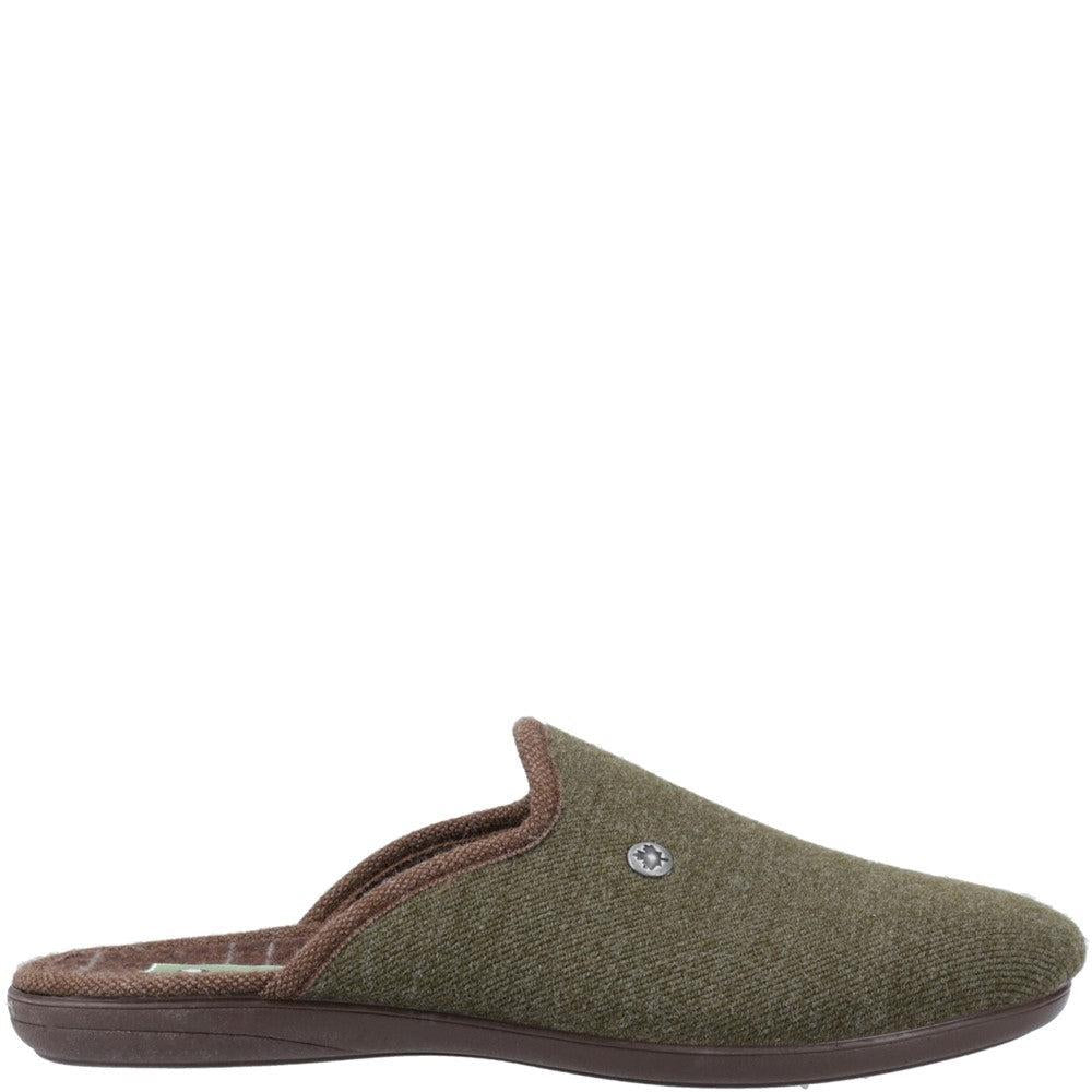 Cotswold Spelsbury khaki warm lined slip on mule slippers