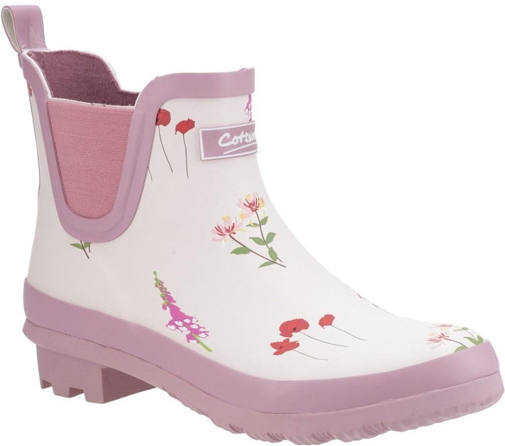 Cotswold Wildflower womens lilac memory foam ankle wellington boots