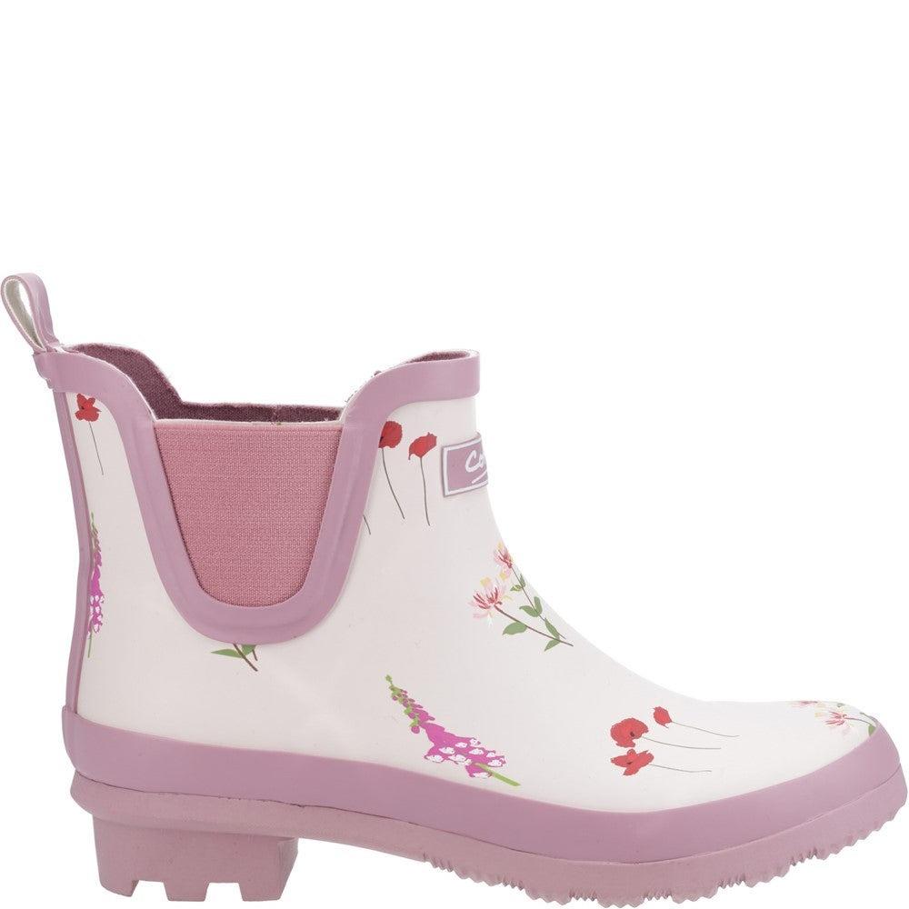 Cotswold Wildflower womens lilac memory foam ankle wellington boots