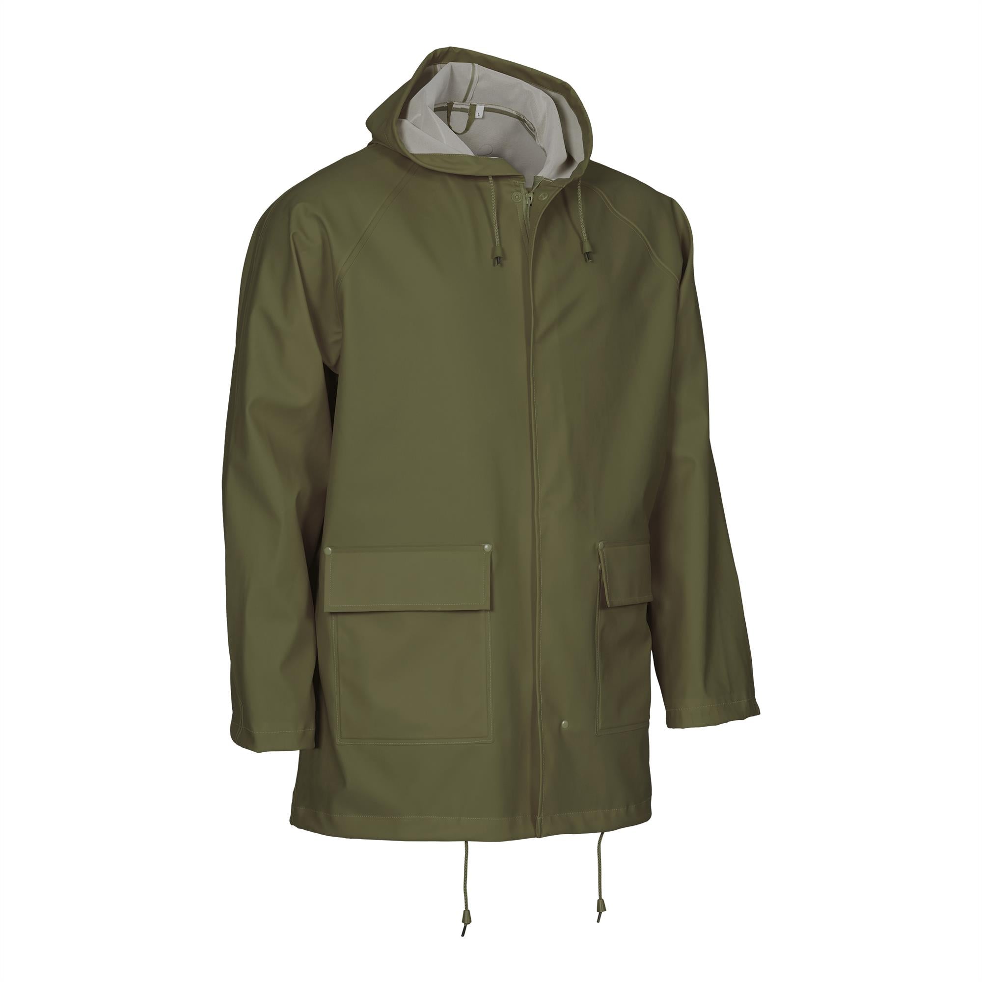 Elka olive green waterproof agricultural hooded rain jacket