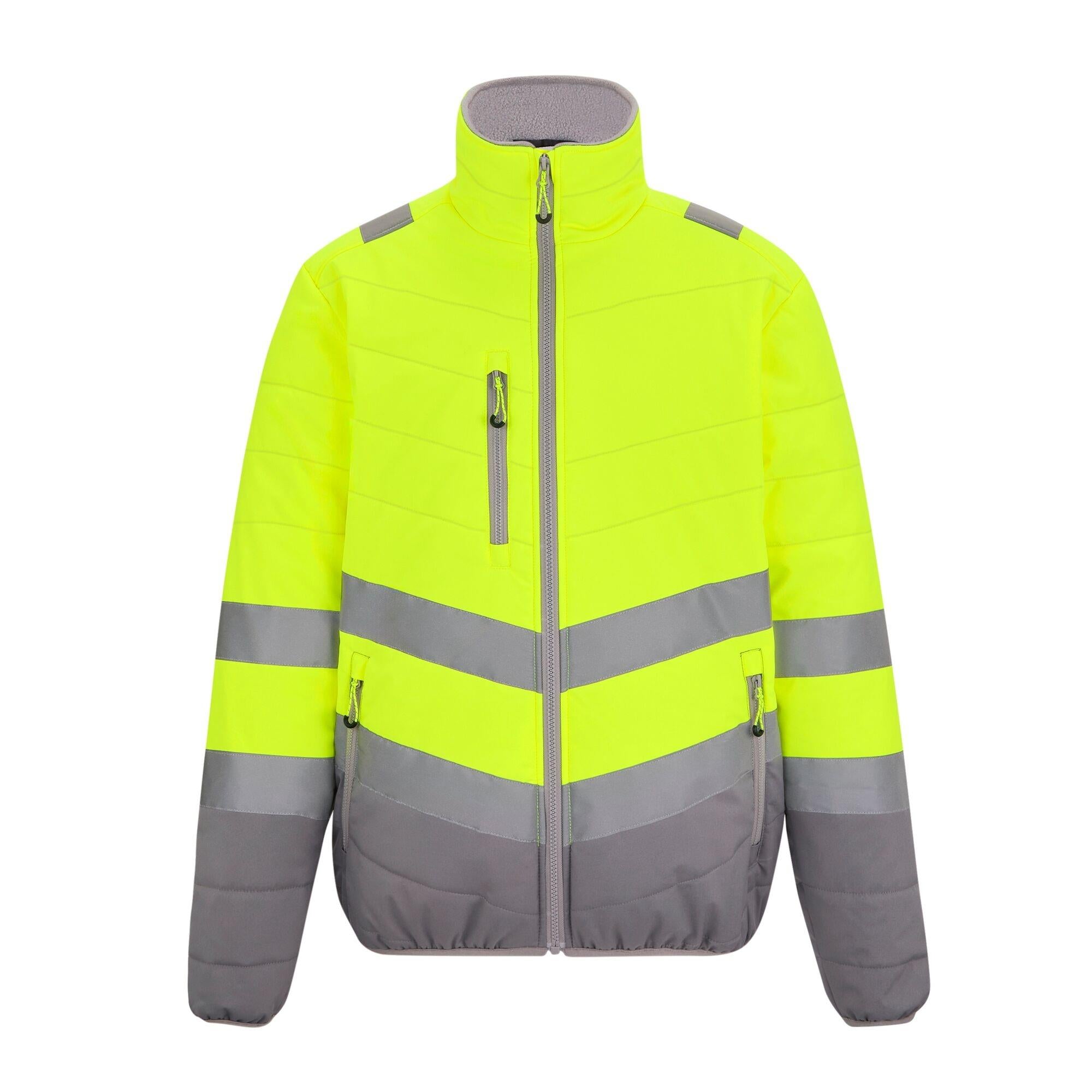 Regatta yellow high visibility two tone thermal waterproof work jacket TRA943