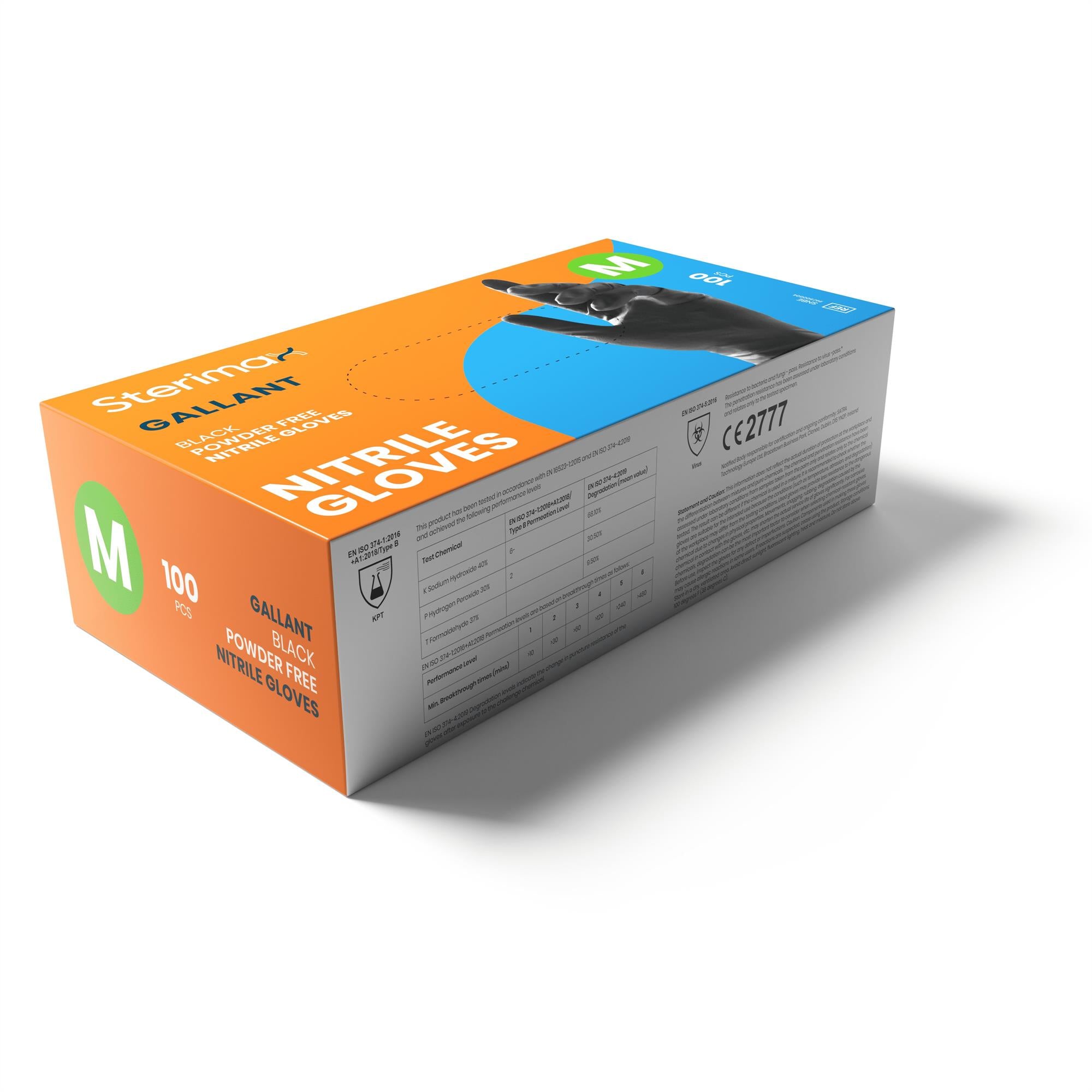 Gallant black nitrile powder-free disposable gloves - pack 100